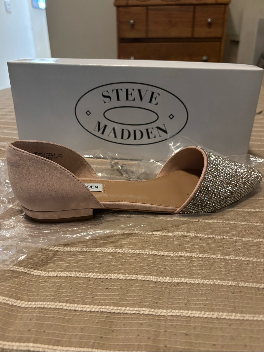Steve Madden Genius Suede and Crystal Flats in Blush